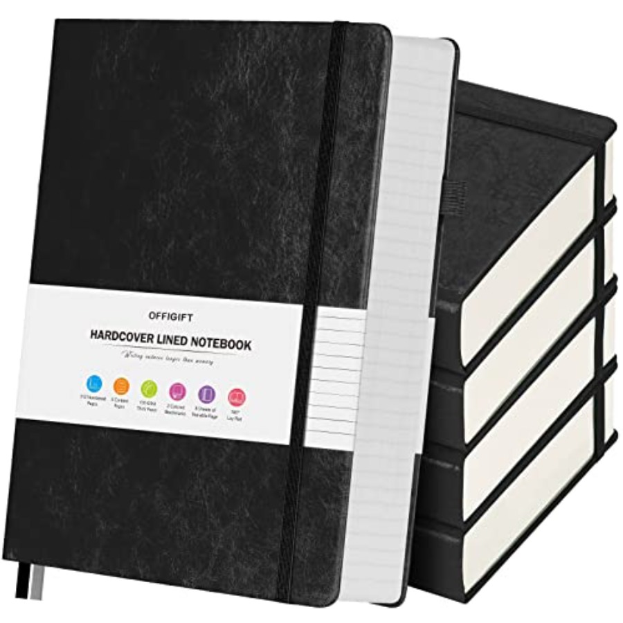 Journal Leather Hardcover - 5 Pack College Ruled Notebook, 312