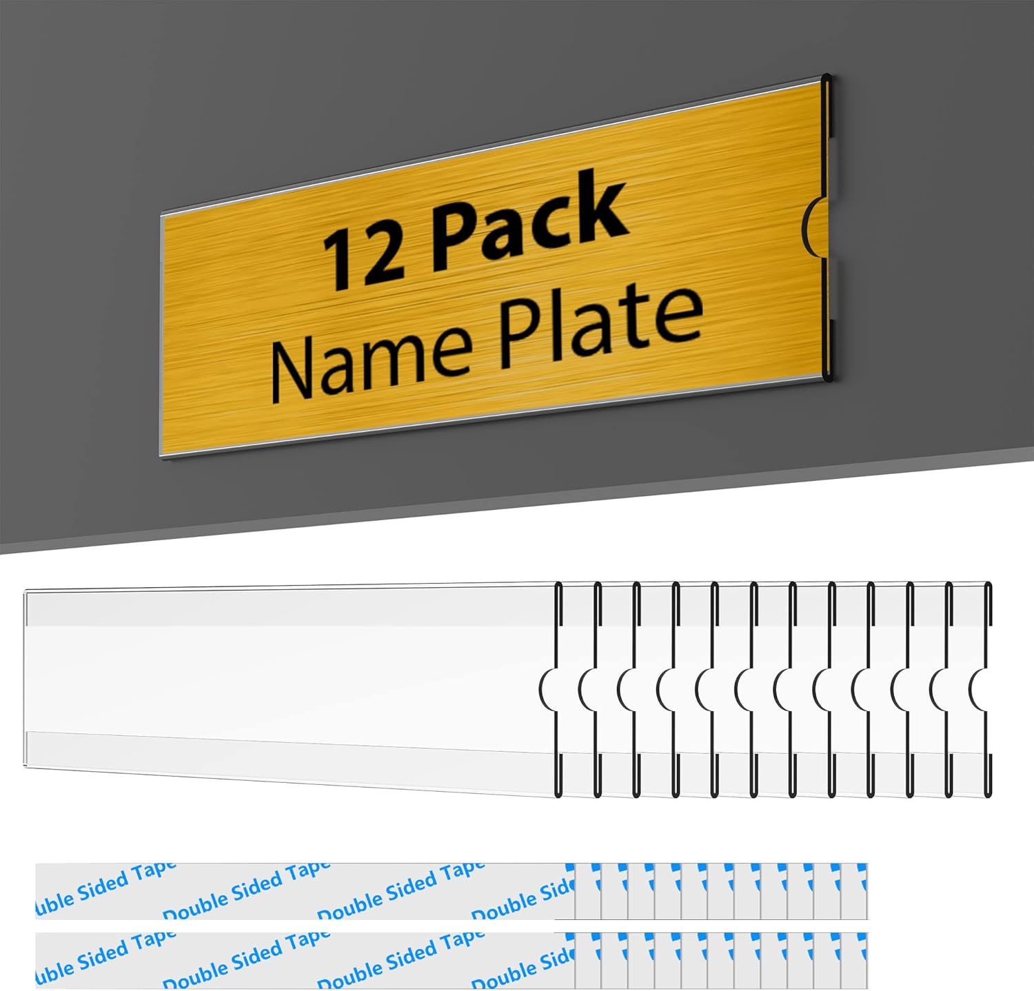 Desk Name Plate - 12 Pack Acrylic Desk Nameplate Holders