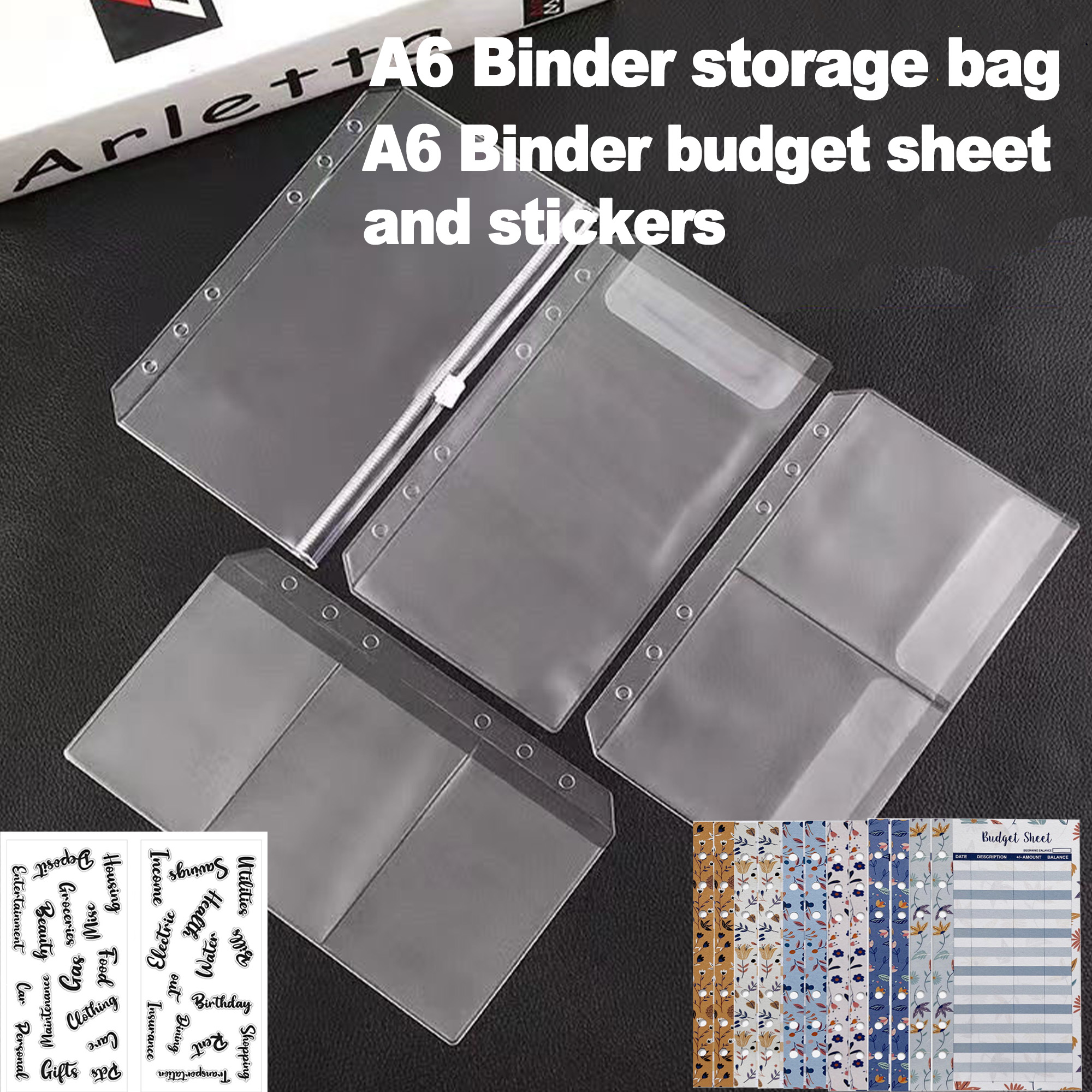 Portfolio Folder Zip - A6 Binder Pockets 6 Holes Cash