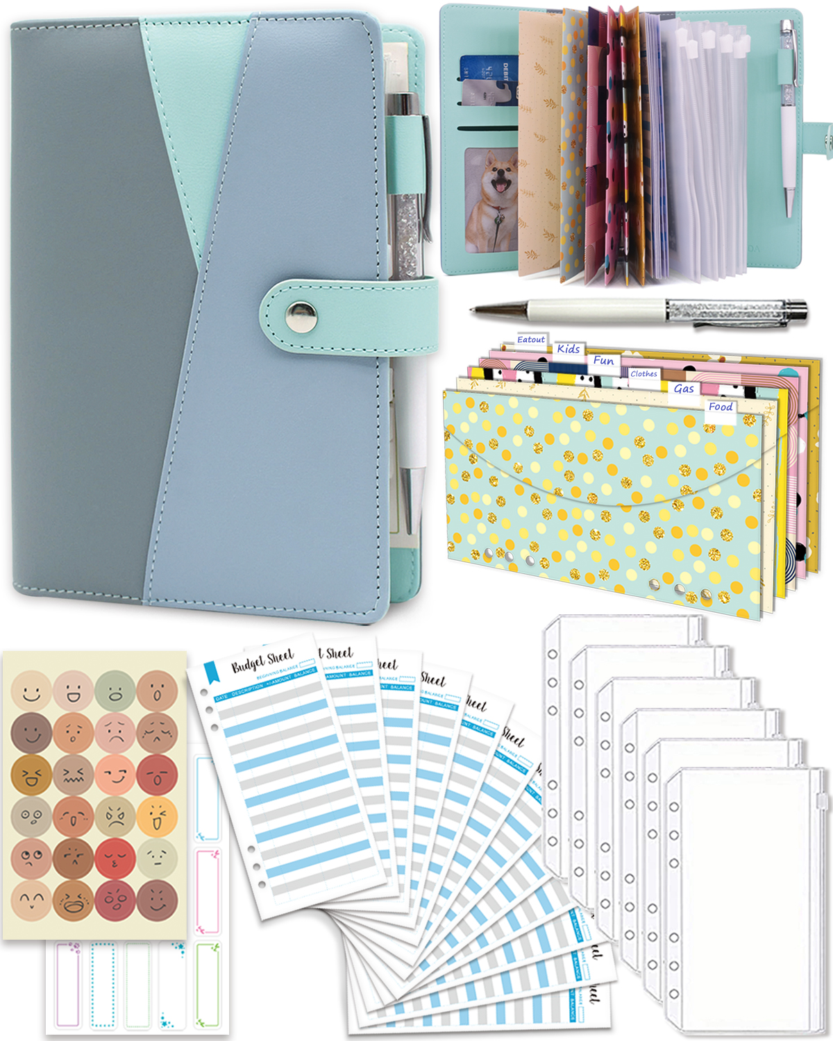 Index Tab Divider - Budget Binder with Zipper Envelopes, Cash