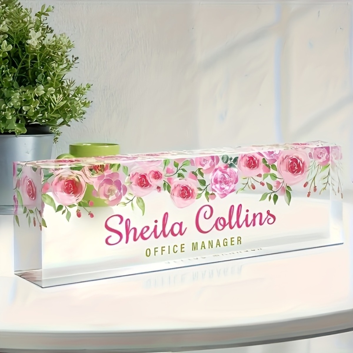 [2D Flat] Minimalist Floral Ac - Desk Name Plate avaliação e preço