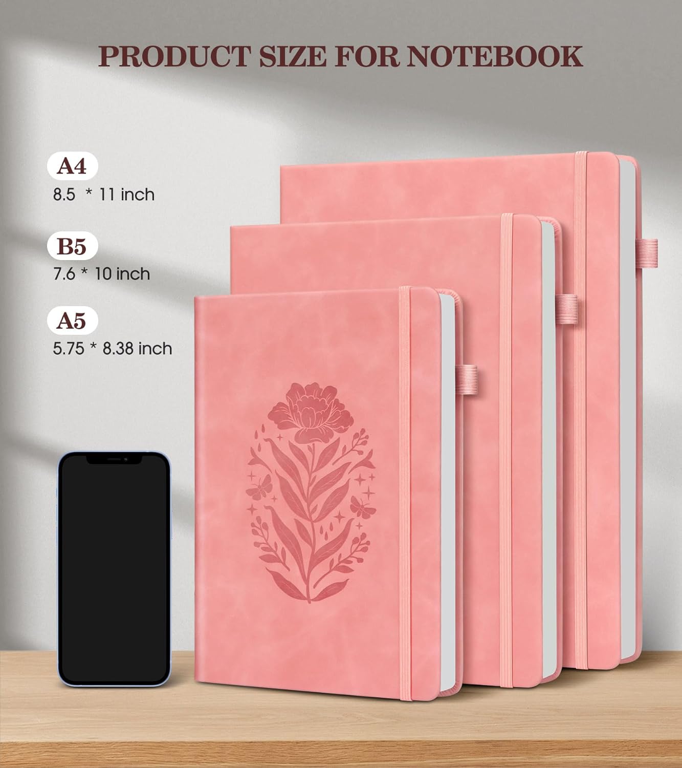 A5 Pink Hardcover Leather Jour - Journal Leather Hardcover avaliação e preço