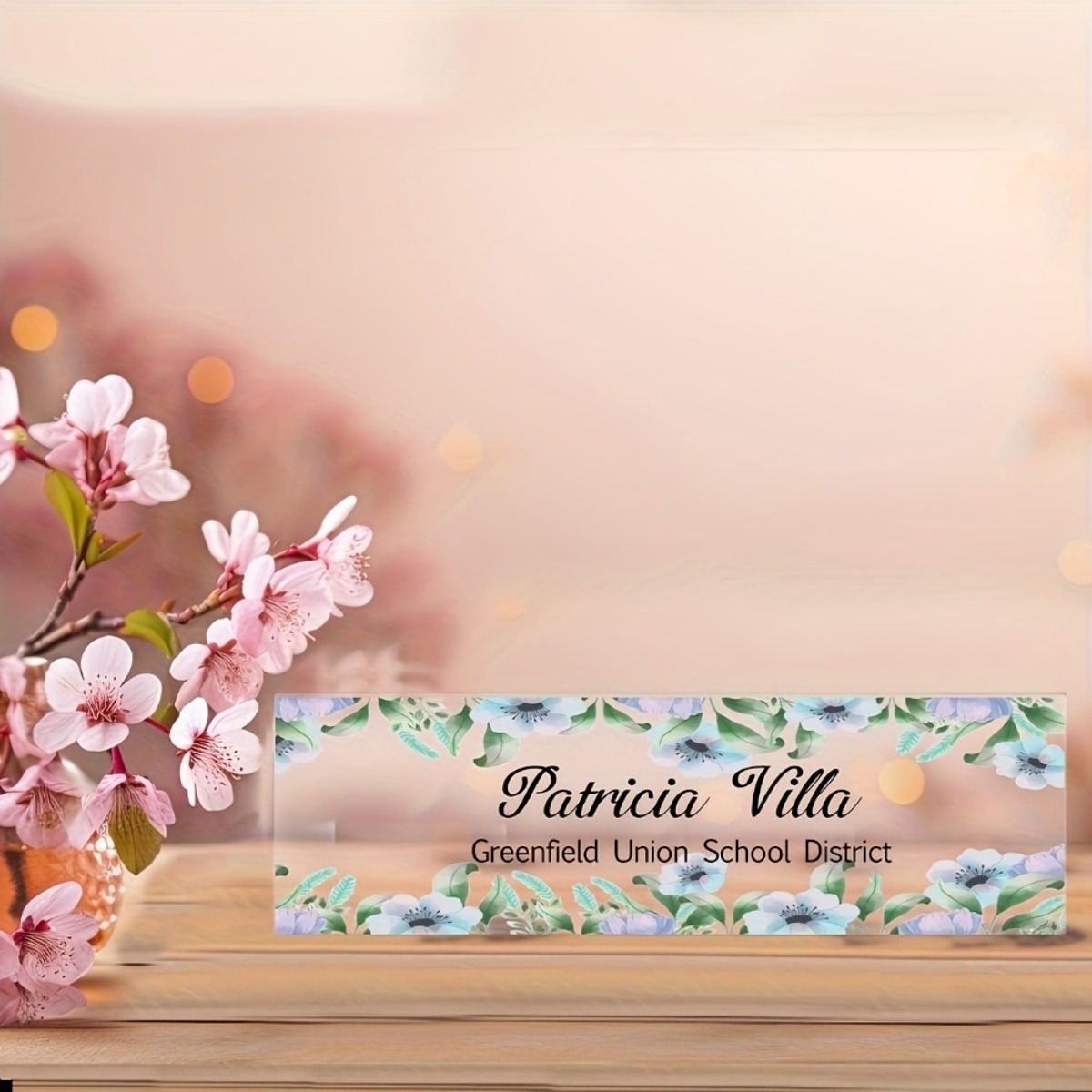 [2D Flat] Floral Pattern Acryl - Desk Name Plate avaliação e preço