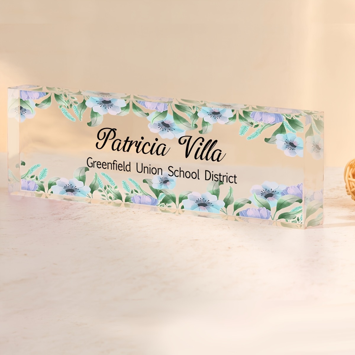 [2D Flat] Floral Pattern Acryl - Desk Name Plate avaliação e preço