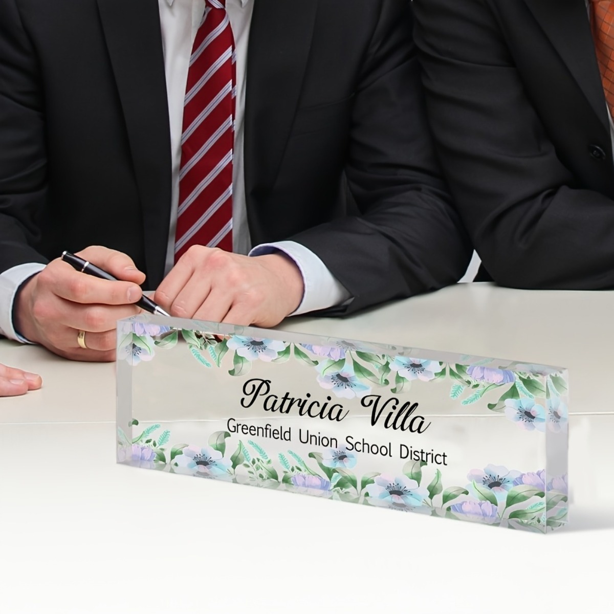 [2D Flat] Floral Pattern Acryl - Desk Name Plate avaliação e preço