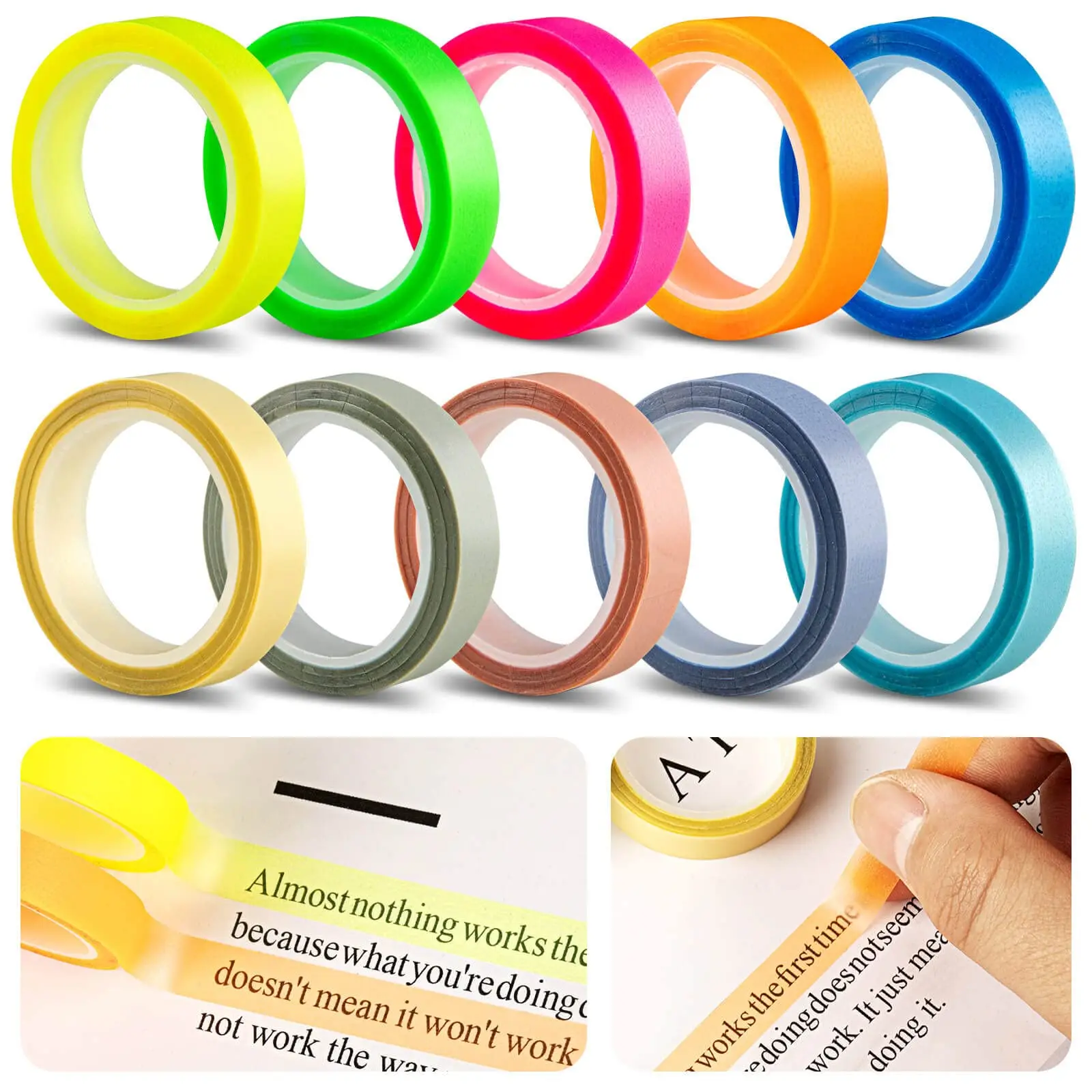 5Rolls Transparent Fluorescent - Index Tab Divider avaliação e preço