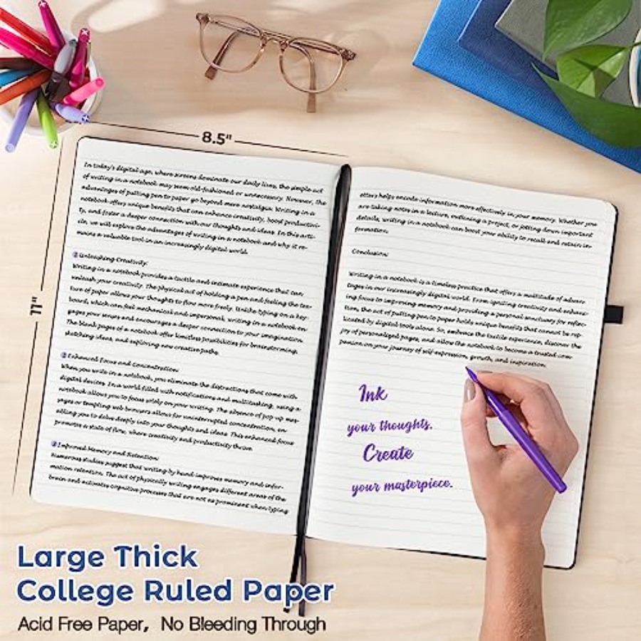 College Ruled Notebook, A4 Har - Journal Leather Hardcover avaliação e preço