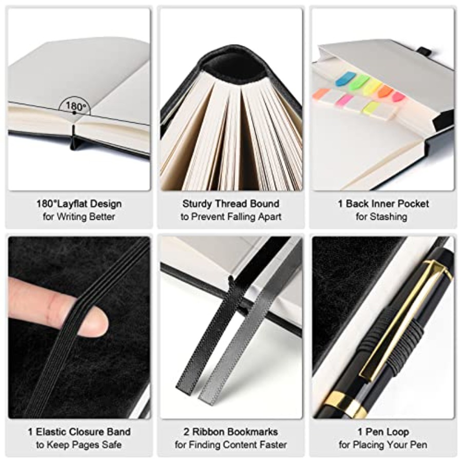 5 Pack College Ruled Notebook, - Journal Leather Hardcover avaliação e preço