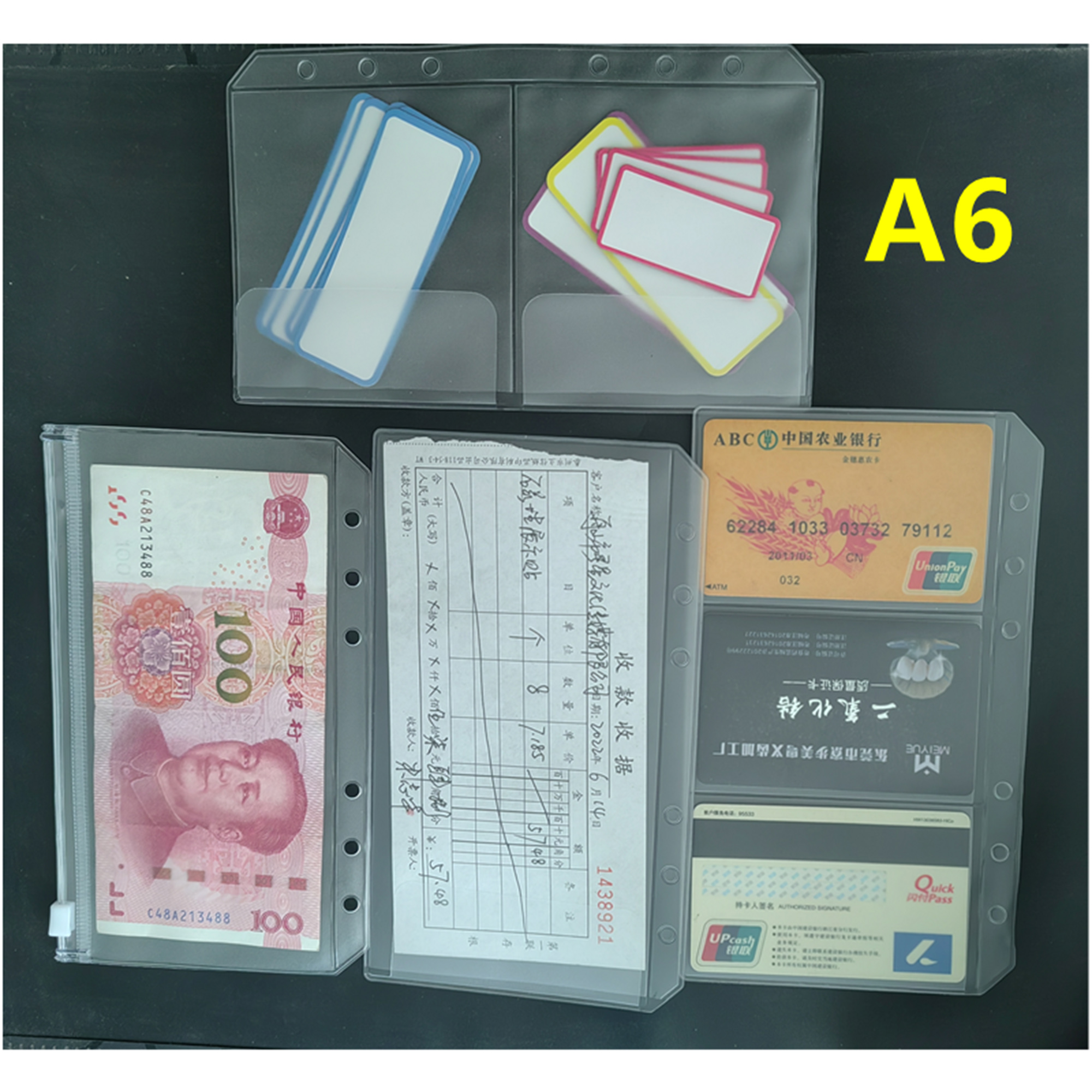 A6 Binder Pockets 6 Holes Cash - Portfolio Folder Zip avaliação e preço