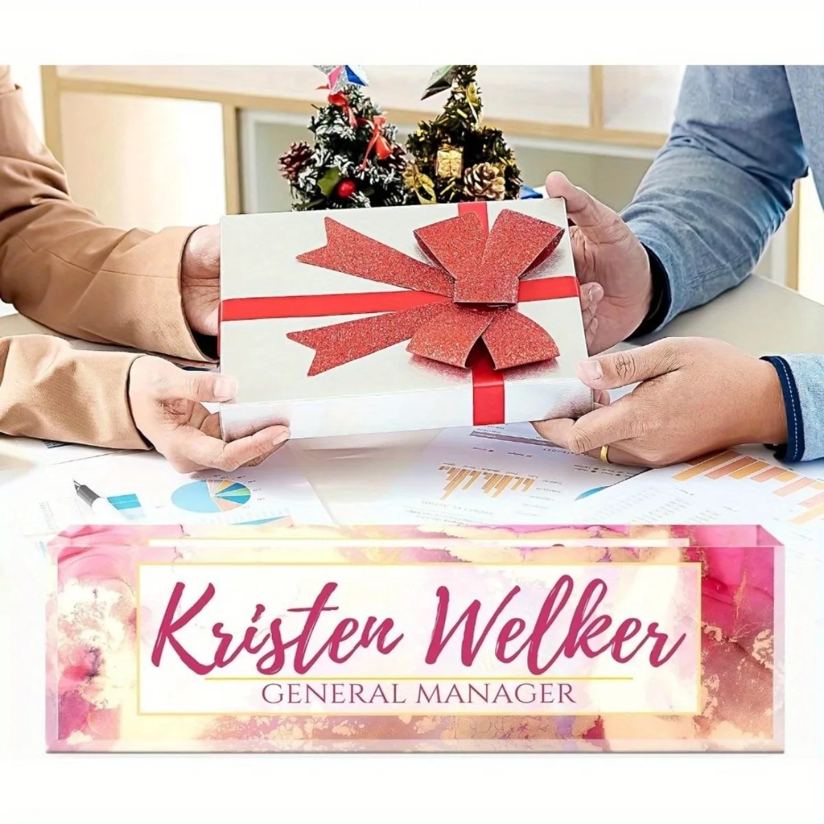 Custom 2D Flat Pink Floral Acr - Desk Name Plate avaliação e preço