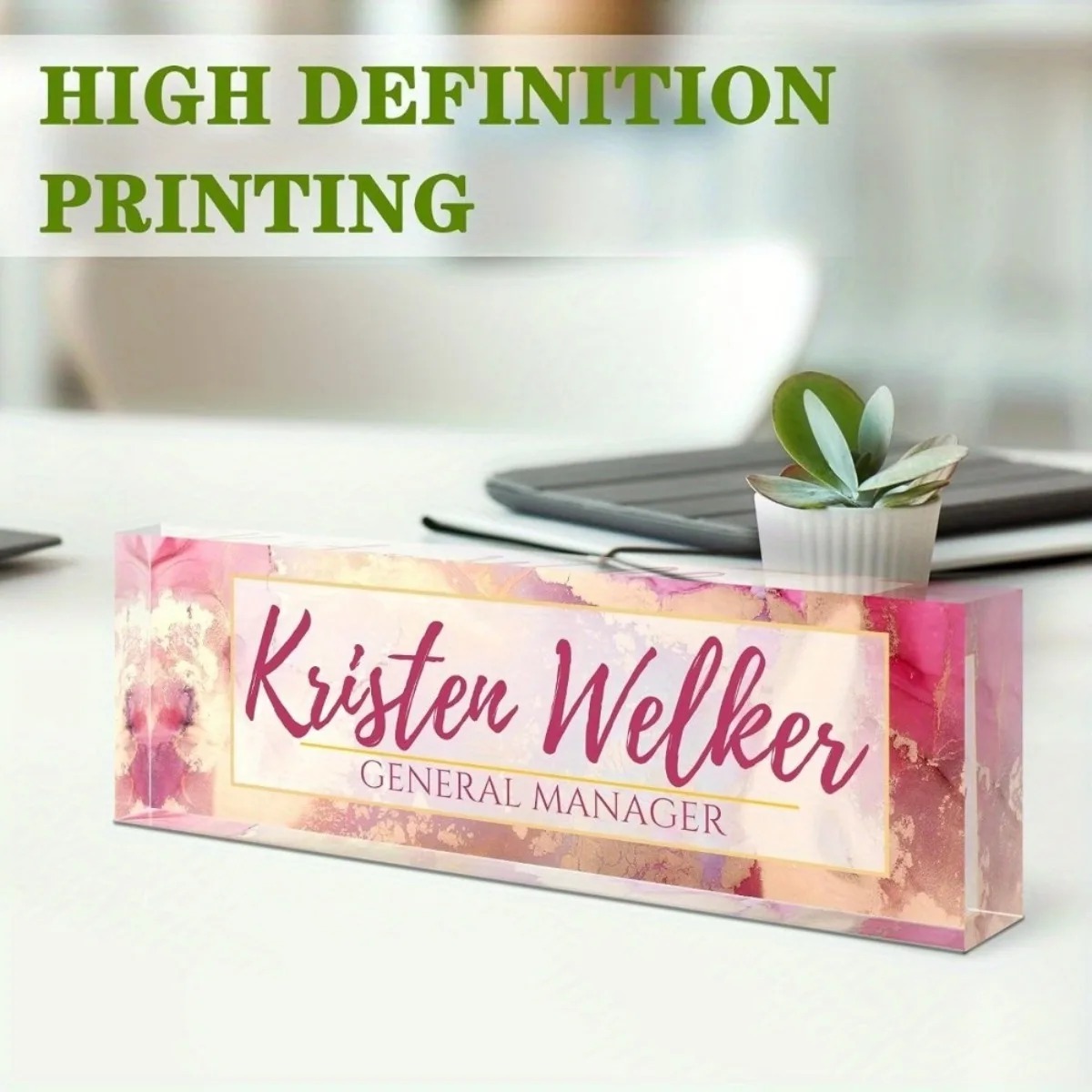Custom 2D Flat Pink Floral Acr - Desk Name Plate avaliação e preço
