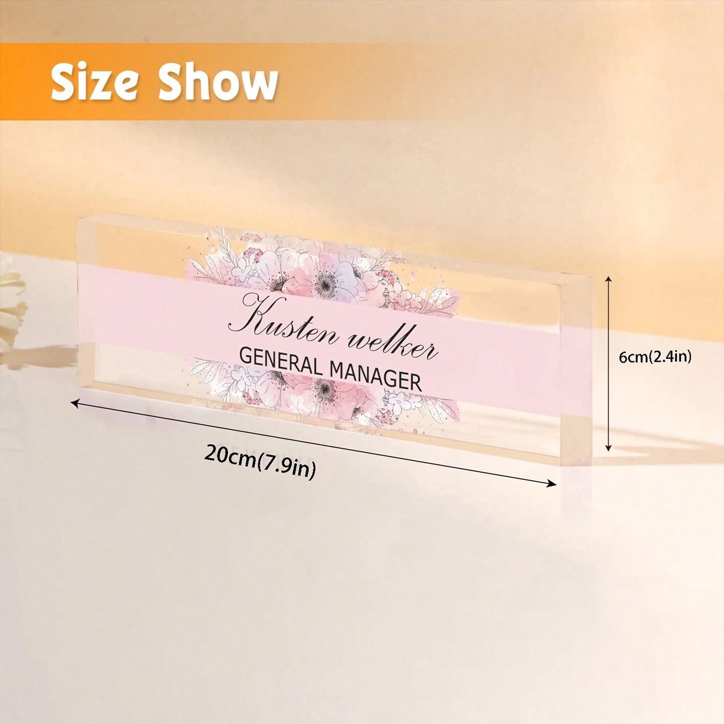20*6CM Personalized Acrylic De - Desk Name Plate avaliação e preço
