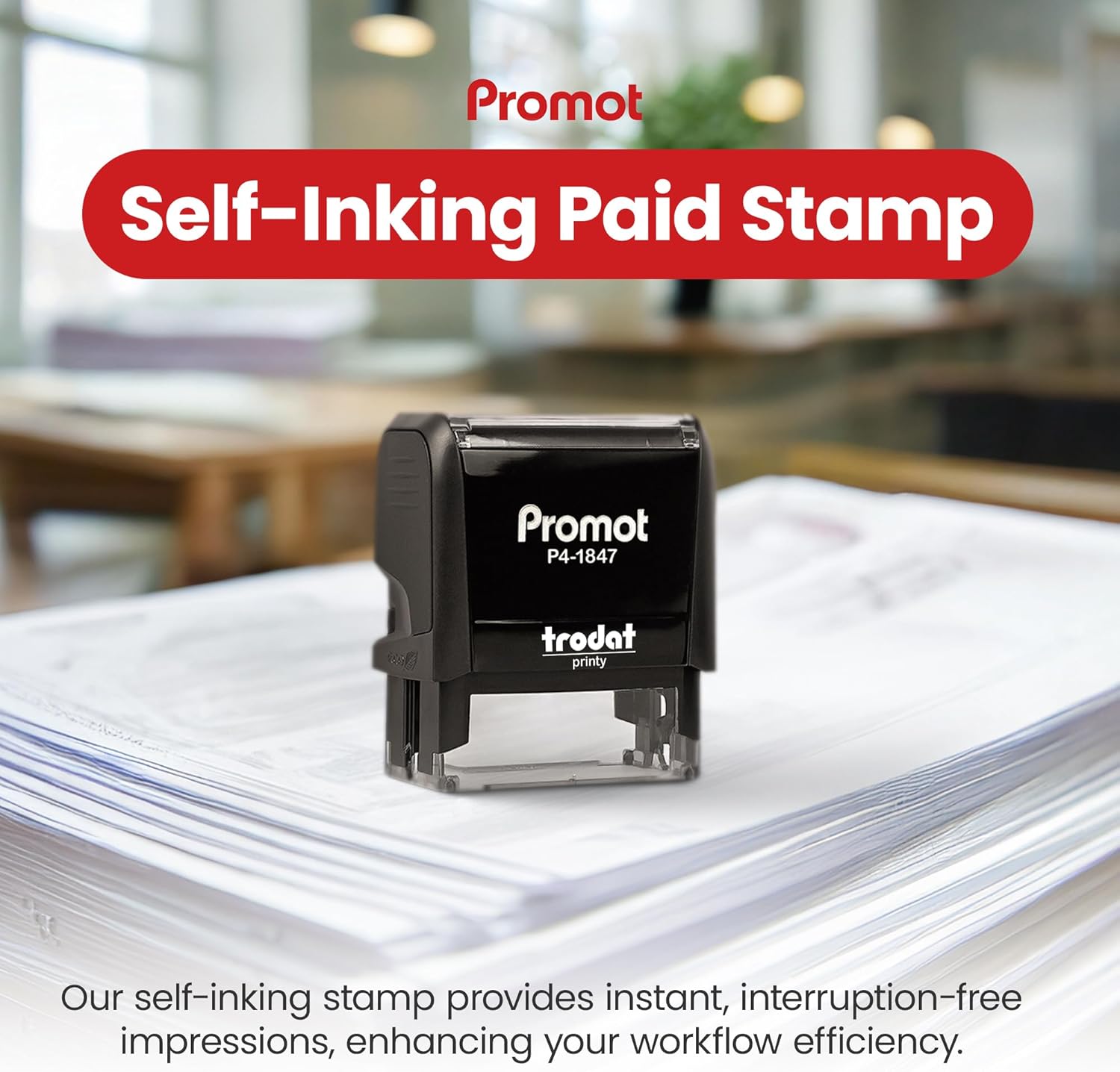 Self Inking Paid Stamp - Red I - Self Inking Stamp avaliação e preço