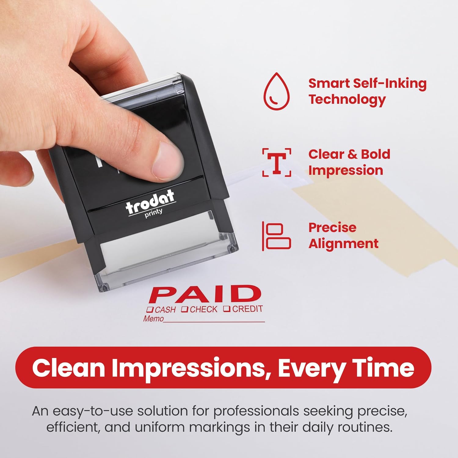 Self Inking Paid Stamp - Red I - Self Inking Stamp avaliação e preço