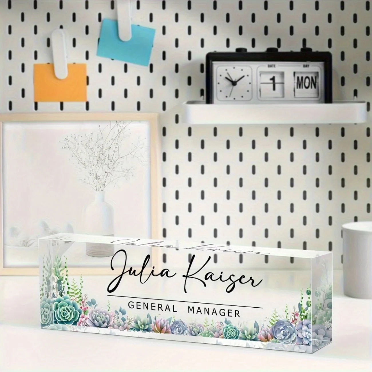 [2D Flat] 1pc Custom Floral De - Desk Name Plate avaliação e preço