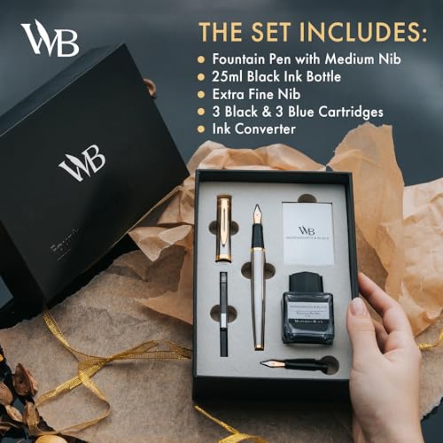 Fountain Pen Set, 18K Gilded M - Fountain Pen Ink avaliação e preço
